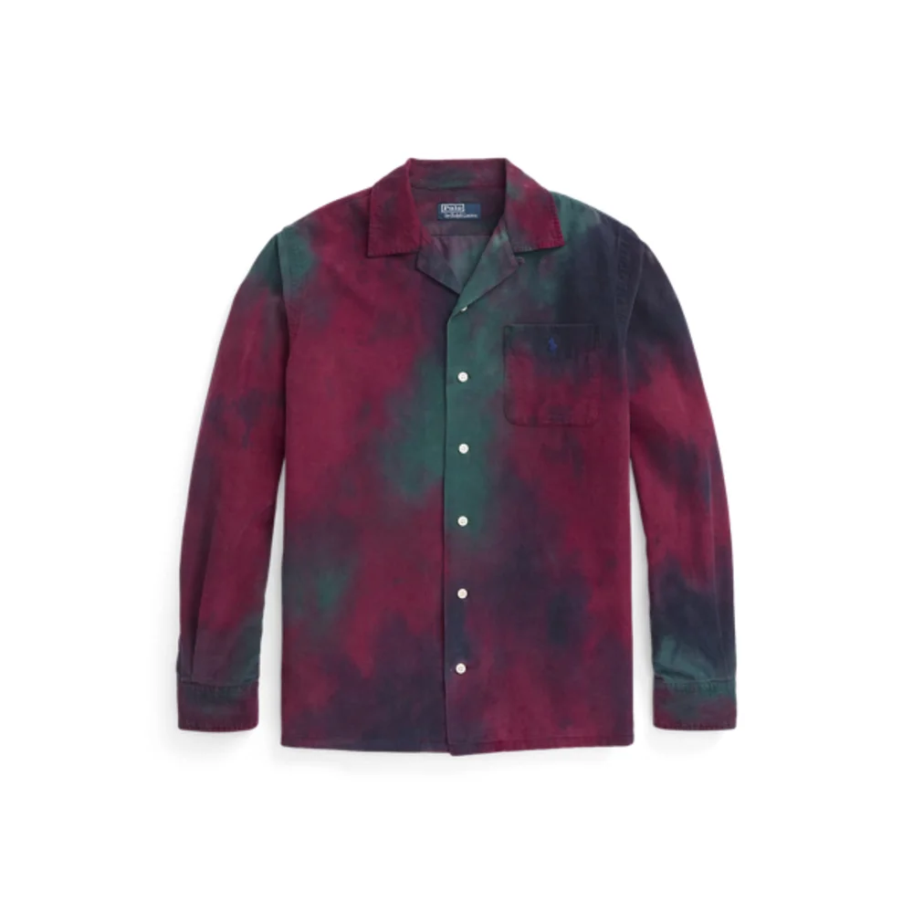 Tie-Dye-Effect Corduroy Camp Shirt